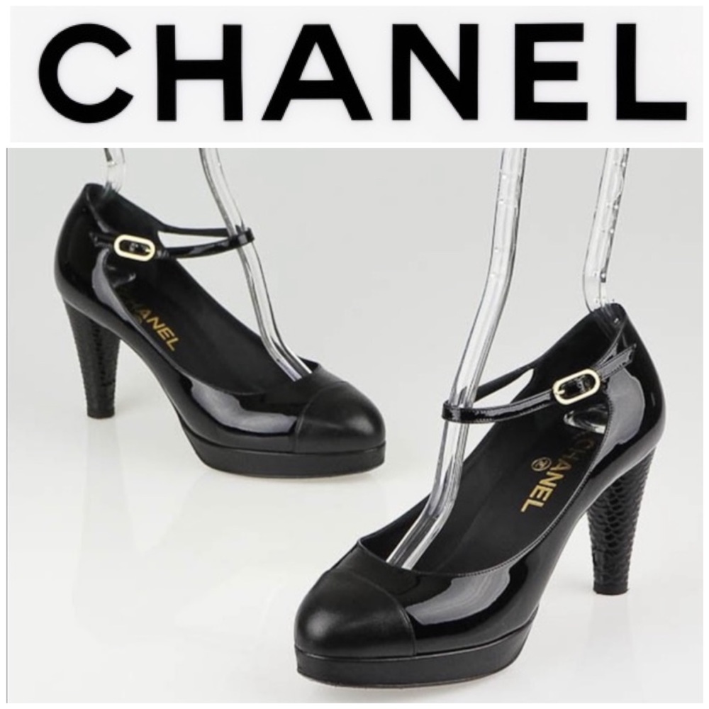 CHANEL Black MaryJane Pumps 8.5